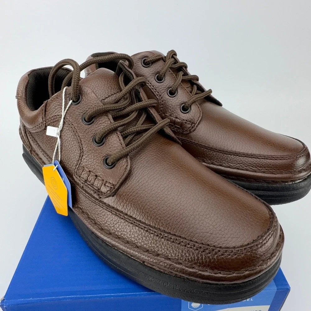 Nunn Bush Cameron‎ Brown Tumble Leather Comfort Gel Oxford Shoes Mens 10M NIB